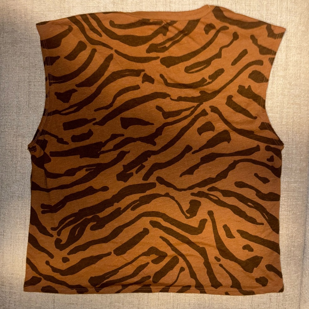 Anthropologie Chaser Animal Print Tank Brown Tiger Zebra Lose Fit Small Neutral - Picture 4 of 5